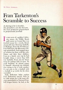 FRAN TARKENTON 1976 FEATURE HIS SCRAMBLE TO SUCCESS MINNESOTA VIKINGS - Picture 1 of 1