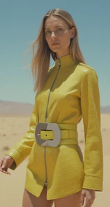 Women Bright Green Apple / Orange Faux Leather Wide Belt Square Buckle XS S M L - Picture 1 of 33