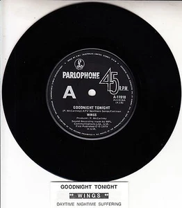 WINGS & PAUL McCARTNEY Goodnight Tonight BEATLES record + juke box title strip - Picture 1 of 2