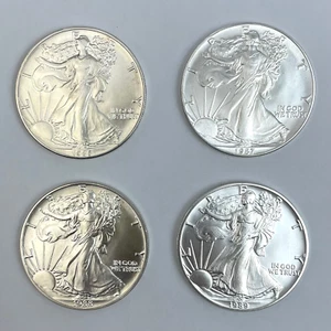 1986 1987 1988 1989 Set of (4) American Eagle 1 Troy oz Fine Silver $1 Dollar - Picture 1 of 2