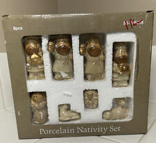 Porcelain Nativity Set 8 Pcs Jesus Mary Joseph 3 Wise Men Sheep Donkey 50-705218