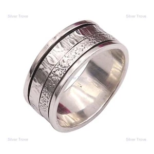 Anillo giratorio artesanal de plata de ley 925 tamaño - Imagen 1 de 5