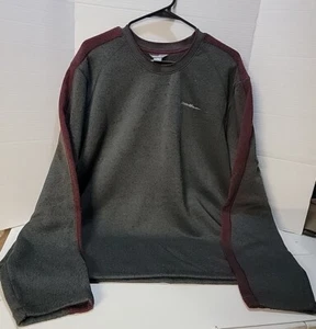 Eddie Bauer Sweater Men's 2XL Long Sleeve Grey & Burgundy  - Picture 1 of 4