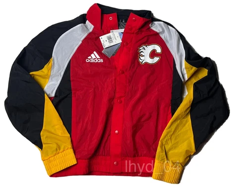 ADIDAS CALGARY FLAMES M REVERSE RETRO JACKET $100 RETAIL NHL WATER REPELLENT Cover