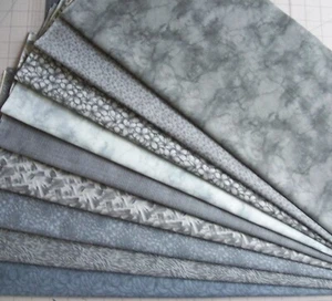 9 Grays Fat Quarters Bundle Tonal tone on tone Fabric Precut - Picture 1 of 3