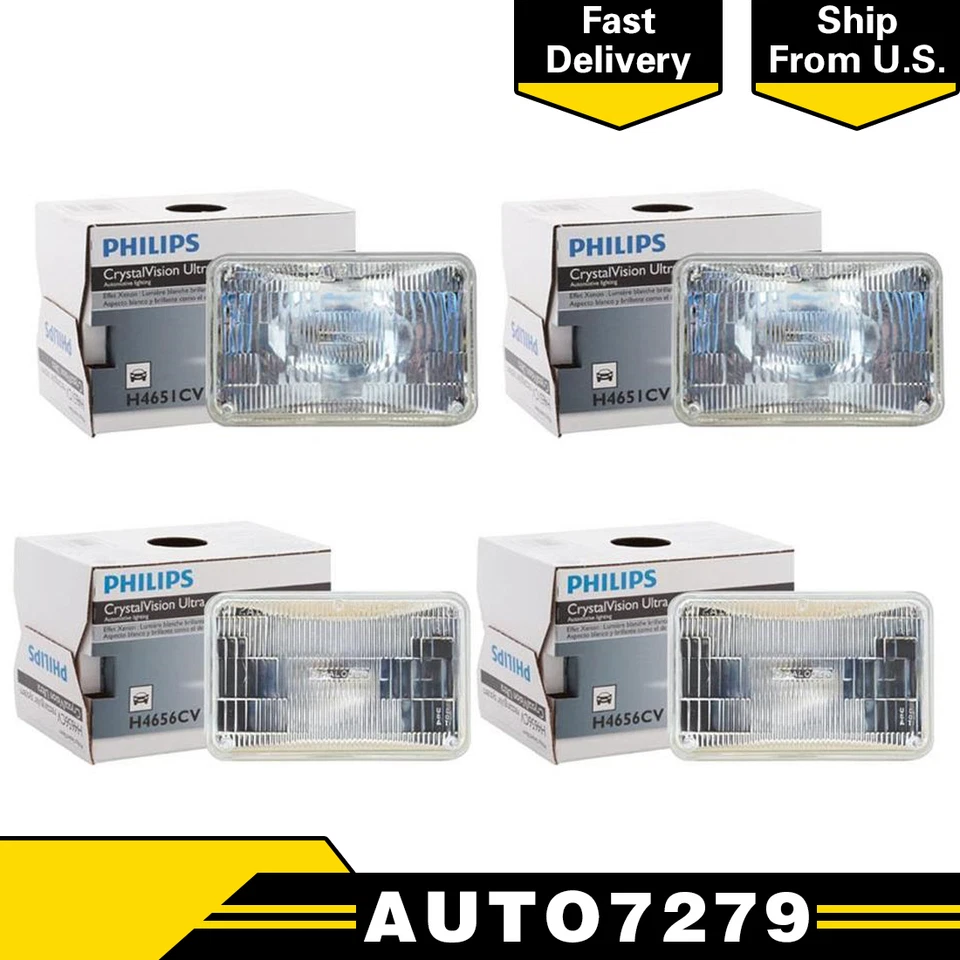 4 PCS Philips Headlight Bulb For 1981-1983 Audi Coupe High Beam + Low Beam - Image 1 of 4