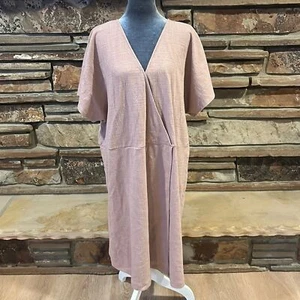 Madewell Dusty Pink V-Neck Faux Wrap Dolman Sleeve Dress - Picture 1 of 9