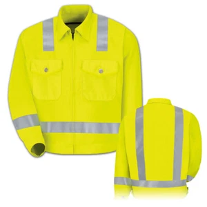 Red Kap Men's Hi-Visibility Ike Reflective Jacket ANSI Type R Class 2 Safety - Picture 1 of 6