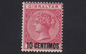Gibraltar Scott #23 (SG #16) 10 Centimos on 1d Rose unbenutzt OG - Bild 1 von 2