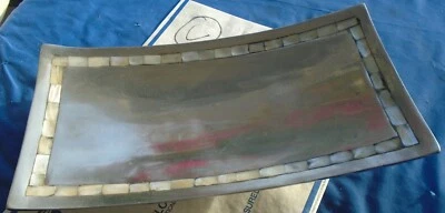 Bandeja Plato Toalla Plateros Mosaico Madreperla Metal Servir 16 por 8" C Foto 1 de 4