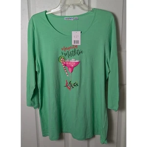 NEU Kiwi frisch mintgrün 1X Oberteil U-Ausschnitt Langarm Weihnachten Tshirt Shirt - Bild 1 von 3