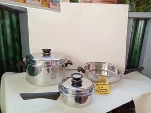 AMWAY QUEEN COOKWARE MULTI PLY 18-8 S/STEEL STOCK POT SKILLET 1 QT SAUCE 5 PC - Picture 1 of 16
