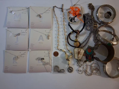 Lot of fashion jewelry fatima hand, real scorpion, initial necklaces 12oz - Image 1 of 4