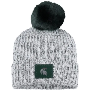 Women's Love Your Melon Gray Michigan State Spartans Cuffed Knit Hat with Pom - Picture 1 of 1