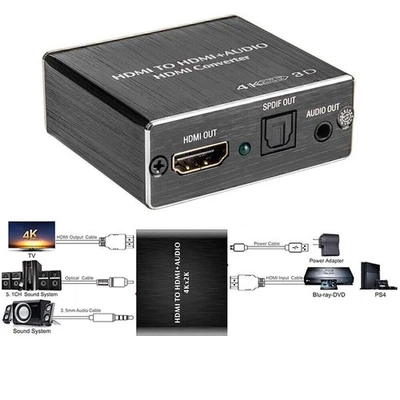HDMI Stereo Audio Extractor 4K@60Hz | HDMI zu HDMI + Optical SPDIF 3.5mm - Bild 1 von 4