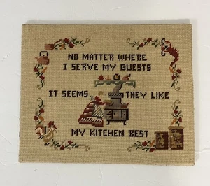 Vintage Framed Needlepoint Kitchen "No Matter Where I Serve My Guests It Seems“ - Picture 1 of 8