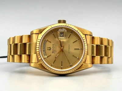 [N MINT] Bulova Super Seville Day Date 4414101 Gold Automatic Watch - image 1 of 4