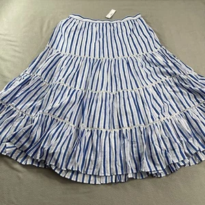 J Crew Tiered Mini Skirt Womens Large Blue NWT AO836 City Bohemian Summer - Picture 1 of 11