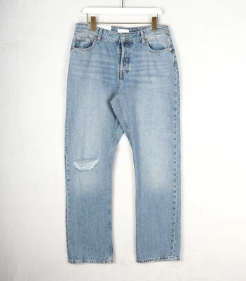 H&M Jeans Womens UK 14/16 Blue High Rise 90s Straight Button Fly Pants W32 L32 - Image 1 of 4