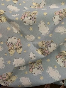 REMNANT Precious Moments Light Blue Fabric Spectrix Clouds Stars Angels Heaven - Picture 1 of 12