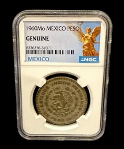 1960 Mo Mexico Un 1 Peso NGC Genuine  SILVER COIN  #5 - Picture 1 of 2
