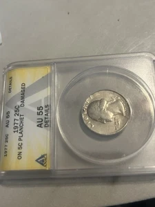 1977 Anacs Au55 Quarter Damaged Quarter Struck On Nickel Planchet Cheap! - Picture 1 of 11