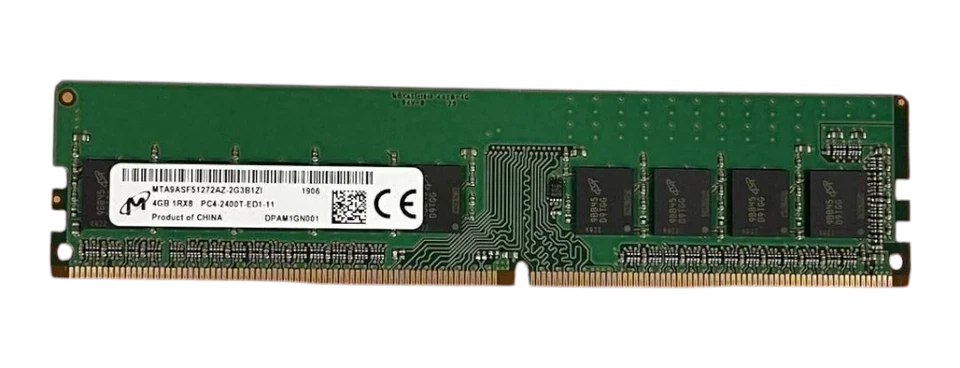 NEW Micron 4GB 1Rx8 DDR4-2400 PC4-19200 ECC 288P UDIMM RAM MTA9ASF51272AZ-2G3B1 - Image 1 of 1