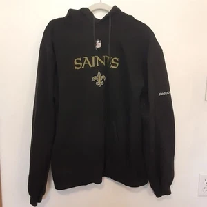 New Orleans Saints Hoodie Sweatshirt Mens L Large Reebok Black Football NFL - Picture 1 of 9