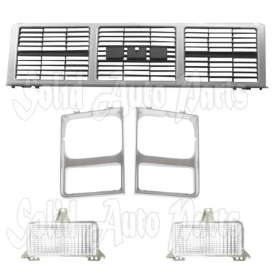 Parrilla delantera plateada biseles de faros luz de estacionamiento para GMC serie C-K 1985-88 5P Foto 1 de 4