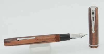 Pluma Estilográfica Esterbrook Dollar Demi Cobre Perla y Cromo -2556 Plumín Fino - Años 30 Foto 1 de 4