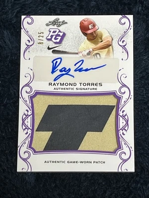 2018 Leaf Perfect Game Jersey Auto Purple #PART1 Raymond Torres /25 - Image 1 of 4
