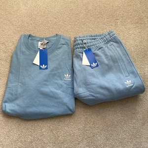 Adidas Men Trefoil Essentials Shirt and Pant Full Outfit Light Blue 2XL XXL - Picture 1 of 11