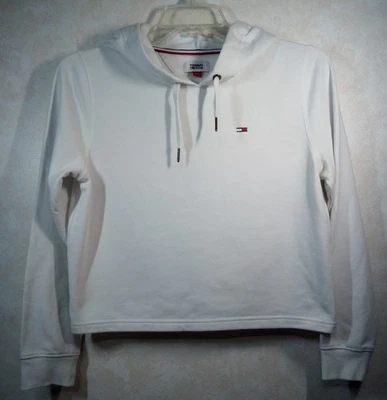 Tommy Jeans Cropped Hoodie Sweatshirt Women S White Long Sleeve - Image 1 of 4