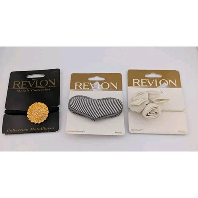 Acessórios de cabelo vintage Revlon coração barrette rosa pônei suporte metais - Imagem 1 de 4