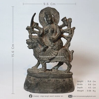 Eight Armed Durga Riding On Tiger Antique Hindu Bronze Statue - Image 1 of 4