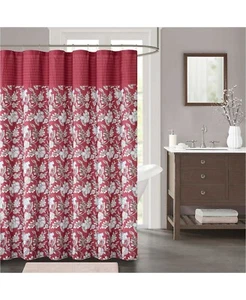 Décor Studio Isabella 72" x 72" Jacobean Shower Curtain - Red - Picture 1 of 4