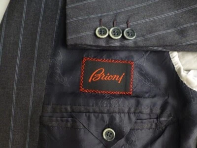 Brioni Blazer 56R/46R Gray Stripe Augusto Great Condition Suit Jacket - Image 1 of 4