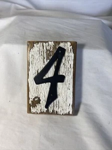 Rustic Reclaimed Wood House Number with Black Aluminum Number ~ 4 - Picture 1 of 2