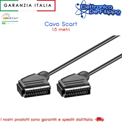 Cavo Scart 21 Poli 1,5 mt Nero - Immagine 1 di 2