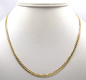 18K Solid Gold Cuban Link Chain Necklace Men Women 2.5mm 16" 18" 20" 22" 24" 30"