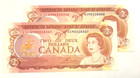 Monix Canada BC-47b UNC consecutive pair 1974 $2 paper money notes AGW0328347-48