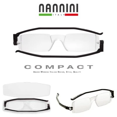 Nannini Italy Compact Ultra Thin Flat Folding Reading Glasses Lightweight W Case