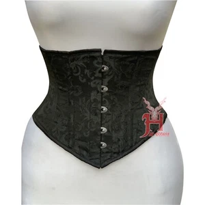 Taillen Korsett Schwarz Brokat Corsage Brocade Steampunk Corset - Bild 1 von 4