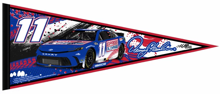 Denny Hamlin NASCAR NO11 Express замена масла Toyota 2024 12x30 войлочный ВЫМПЕЛ - Изображение 1 из 1