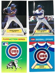 Ryne Sandberg & Andre Dawson Fold-Out Pop-Up Cards + 2 Chicago Cubs Stickers - Picture 1 of 2