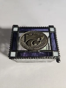 Caja de baratijas de joyería de vitral de gatos salvajes de la Universidad Estatal de Kansas KSU NCAA emaw - Imagen 1 de 11