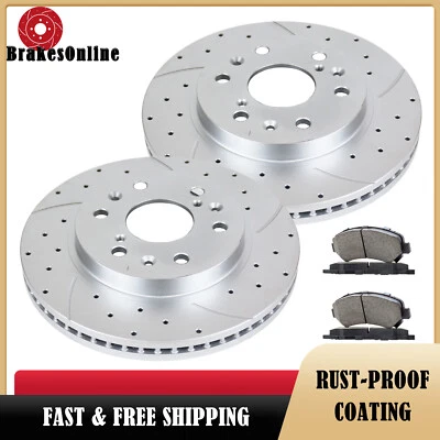 Front Brake Rotors Pads Kit for Chevrolet Tahoe GMC Yukon 2007-14 Slotted Brakes - Image 1 of 4