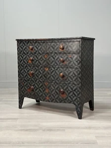 19th Century Geometric Painted Chest Of Drawers - Picture 1 of 12