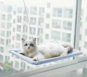 Cama para gatos, hamaca/perca ventana, poste de descanso elevado para gatos grandes y pequeños - Imagen 1 de 20