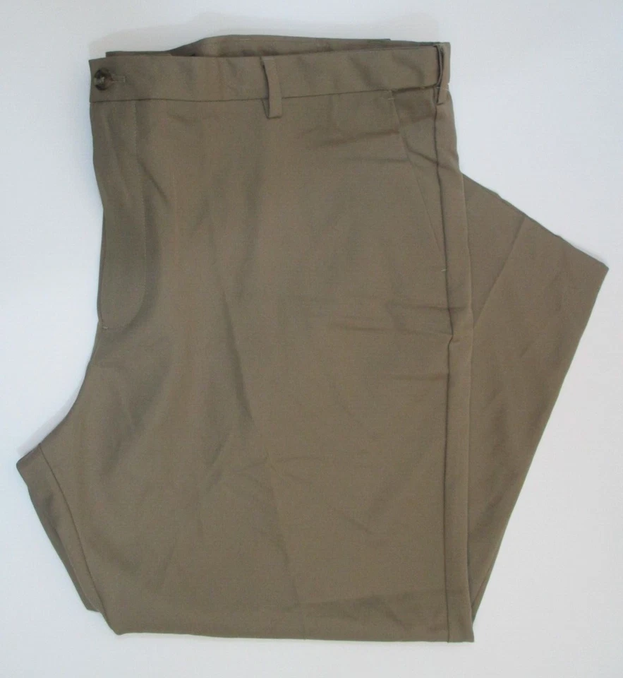 ARROW USA 1851 MENS BIG & TALL 52 HAMILTON DRESS PANTS KHAKI FLAT FRONT
